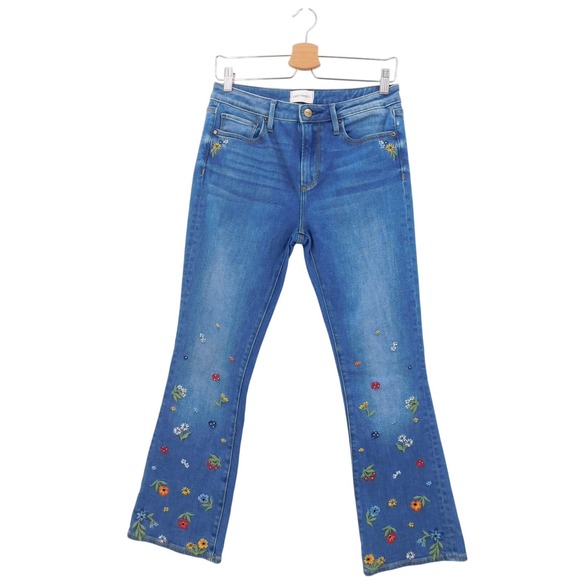 Driftwood Kelly Tweedle Dee Floral Embroidered Jeans Flare Leg W27 L27 Denim - Picture 1 of 5
